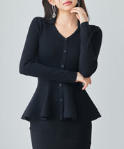 スキッパー・カラーペプラムニットトッブスsdp8067-103-8