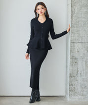 スキッパー・カラーペプラムニットトッブスsdp8067 ブラック