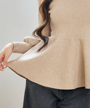 パール付きニットペプラムプルオーバーsdp8068 ベージュ