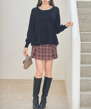 パール付きニットペプラムプルオーバーsdp8068 ブラック