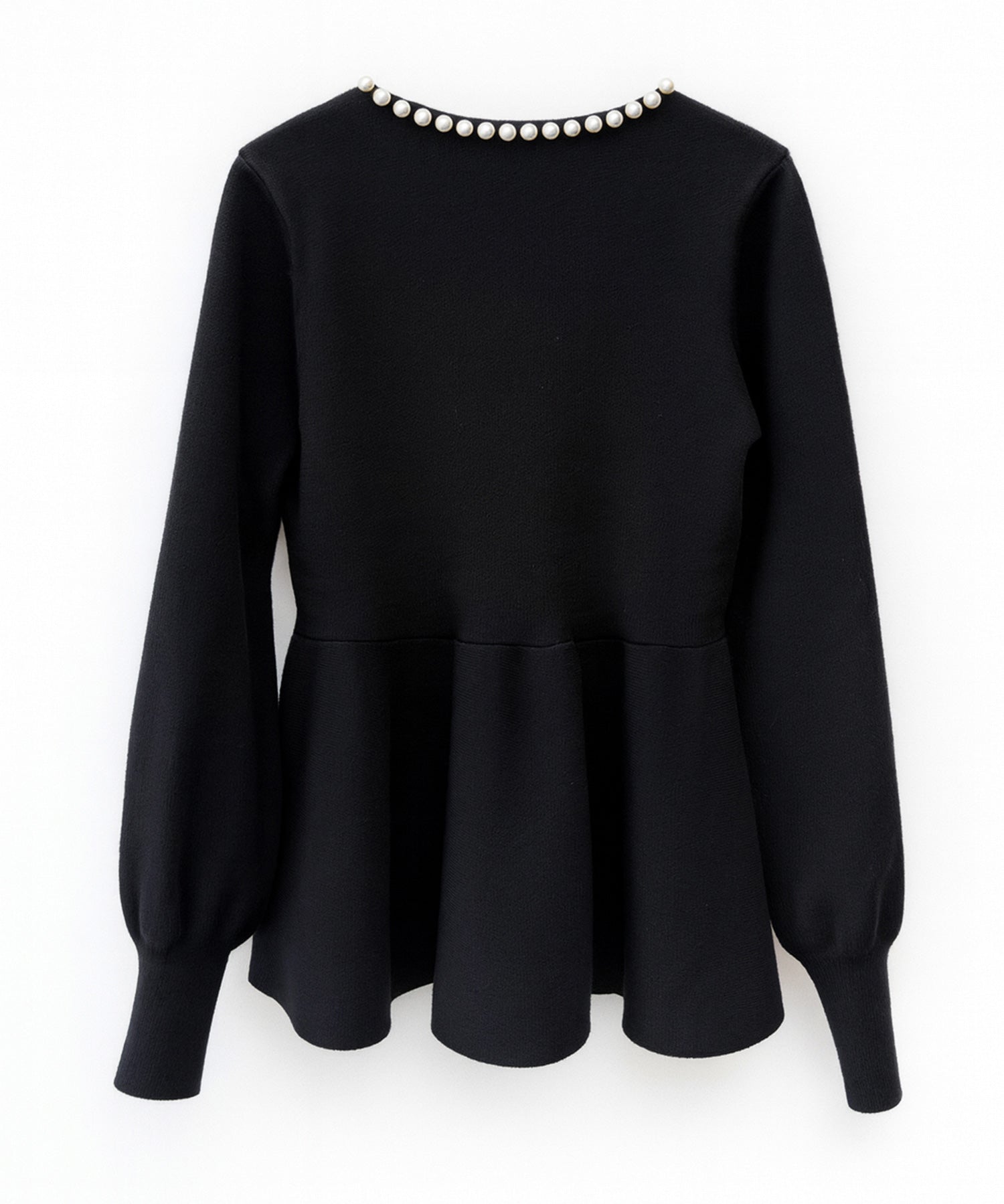 パール付きニットペプラムプルオーバーsdp8068 ブラック
