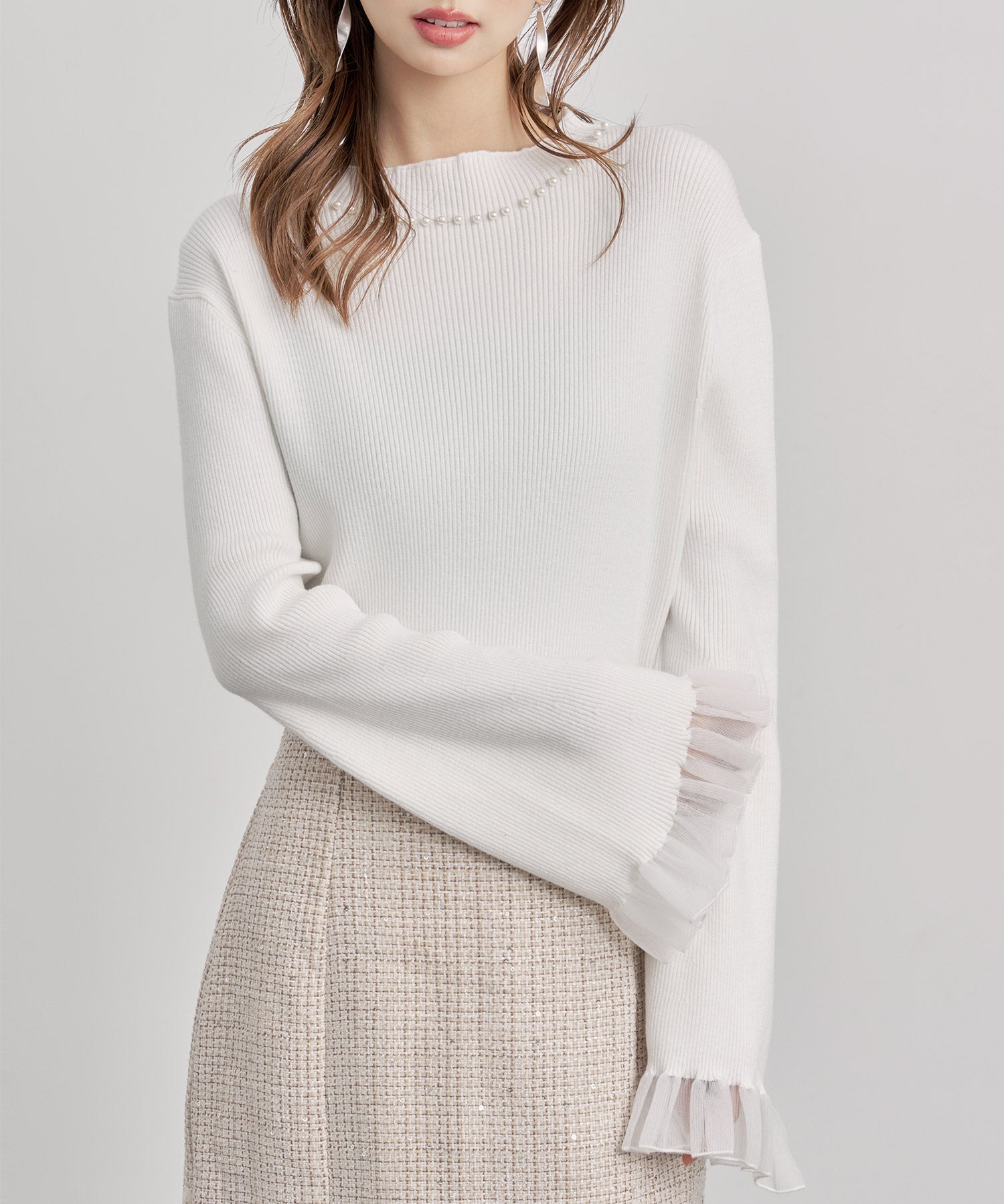 襟パール付リブ編みニットトップス
sdp8069-102-38