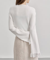 襟パール付リブ編みニットトップス
sdp8069 アイボリー