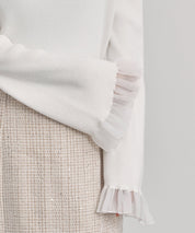 襟パール付リブ編みニットトップス
sdp8069 アイボリー