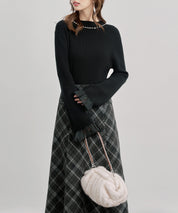 襟パール付リブ編みニットトップス
sdp8069 ブラック