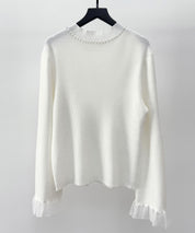 襟パール付リブ編みニットトップス
sdp8069 アイボリー