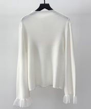 襟パール付リブ編みニットトップス
sdp8069 アイボリー