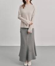 袖口シアフリル付きリブ編みニットトップス
sdp8070 ベージュ