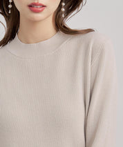 袖口シアフリル付きリブ編みニットトップス
sdp8070 ベージュ