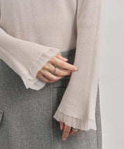 袖口シアフリル付きリブ編みニットトップス
sdp8070 ベージュ