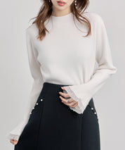 袖口シアフリル付きリブ編みニットトップス
sdp8070-102-38