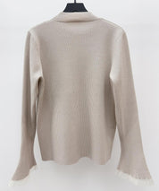 袖口シアフリル付きリブ編みニットトップス
sdp8070 ベージュ