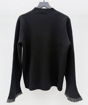 袖口シアフリル付きリブ編みニットトップス
sdp8070 ブラック