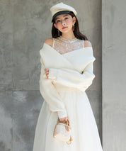 レースドッキングカシュクールニットプルオーバーsdp8072 アイボリー