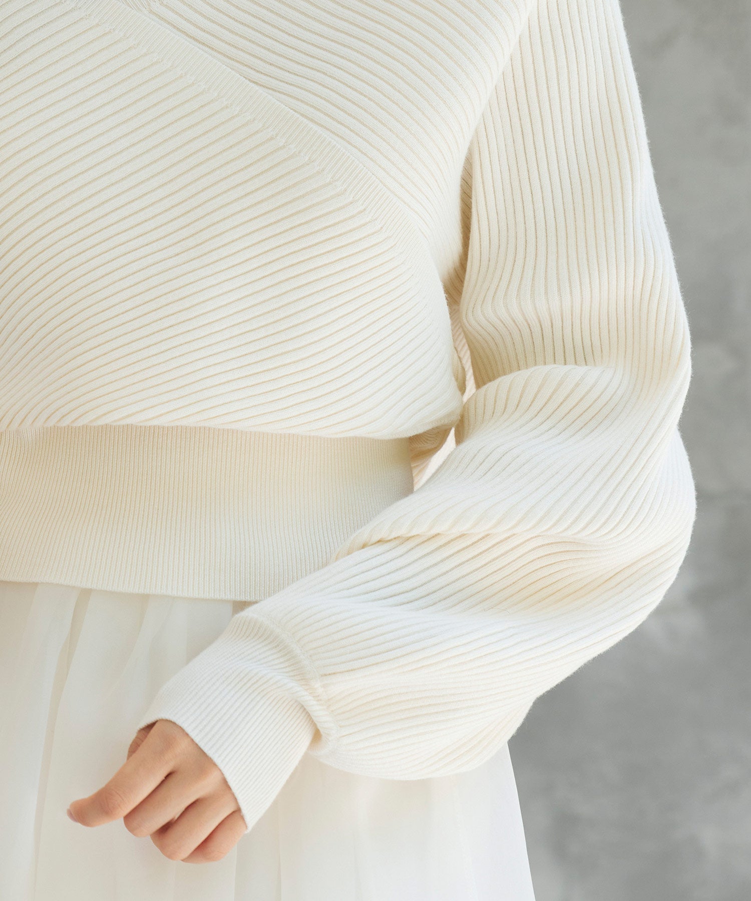 レースドッキングカシュクールニットプルオーバーsdp8072 アイボリー