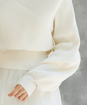 レースドッキングカシュクールニットプルオーバーsdp8072 アイボリー