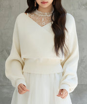 レースドッキングカシュクールニットプルオーバーsdp8072-103-38