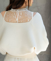 レースドッキングカシュクールニットプルオーバーsdp8072 アイボリー