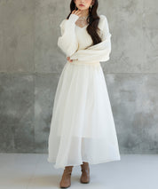 レースドッキングカシュクールニットプルオーバーsdp8072 アイボリー