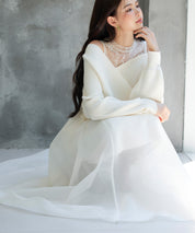 レースドッキングカシュクールニットプルオーバーsdp8072 アイボリー