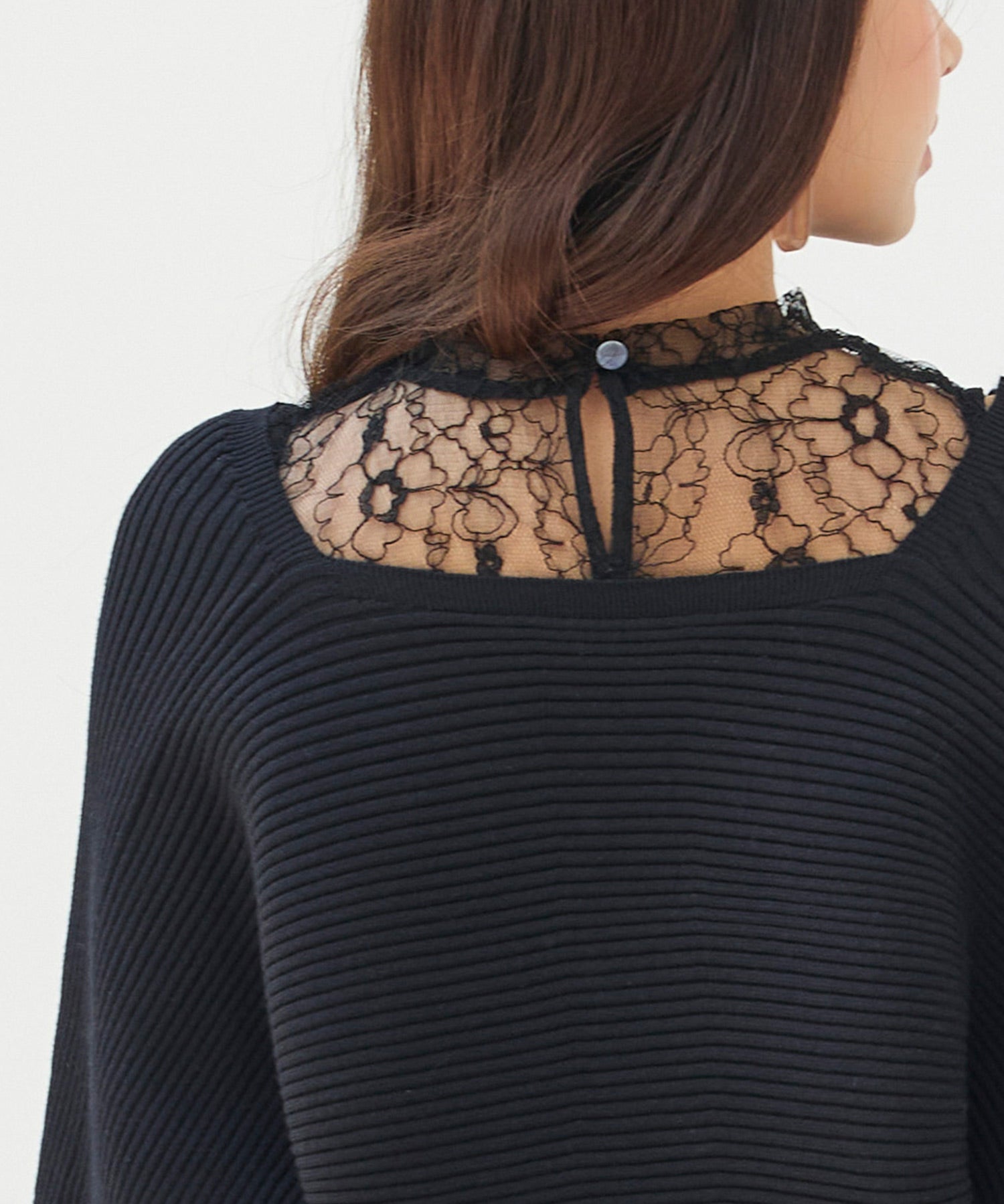 レースドッキングカシュクールニットプルオーバーsdp8072 ブラック