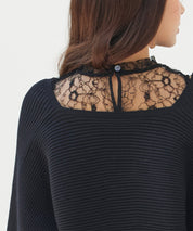 レースドッキングカシュクールニットプルオーバーsdp8072 ブラック