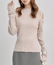 カットアウェイ・ショルダーボトルネックリブニットsdp8073-102-174