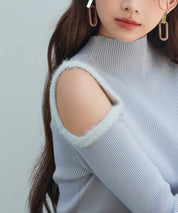 カットアウェイ・ショルダーボトルネックリブニットsdp8073 グレー