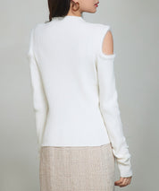 カットアウェイ・ショルダーボトルネックリブニットsdp8073 アイボリー