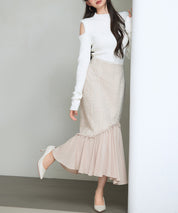 カットアウェイ・ショルダーボトルネックリブニットsdp8073 アイボリー