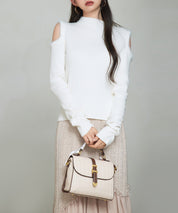 カットアウェイ・ショルダーボトルネックリブニットsdp8073 アイボリー