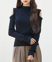 カットアウェイ・ショルダーボトルネックリブニットsdp8073-102-8