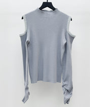 カットアウェイ・ショルダーボトルネックリブニットsdp8073 グレー