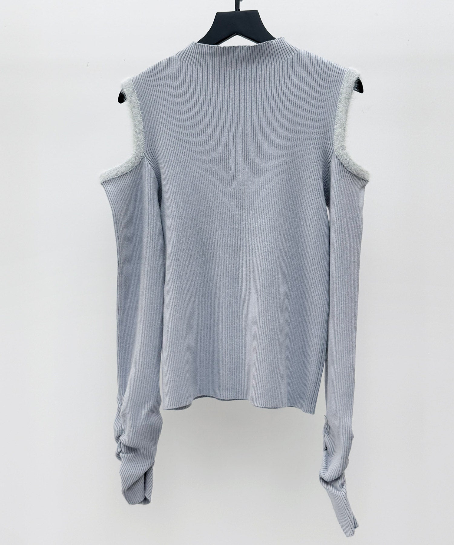 カットアウェイ・ショルダーボトルネックリブニットsdp8073 グレー