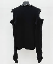 カットアウェイ・ショルダーボトルネックリブニットsdp8073 ブラック