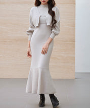 アンサンブル・マーメイドニットワンピースsdp8074 ベージュ