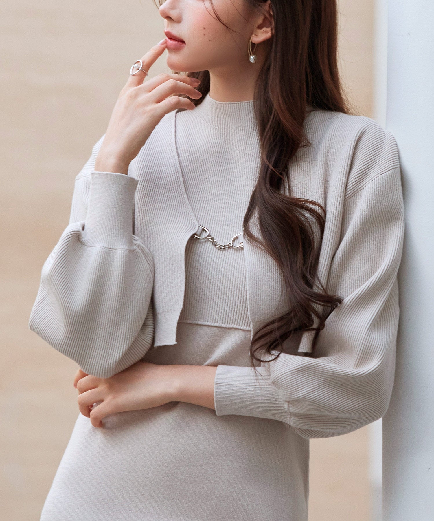 アンサンブル・マーメイドニットワンピースsdp8074 ベージュ