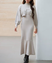 アンサンブル・マーメイドニットワンピースsdp8074 ベージュ