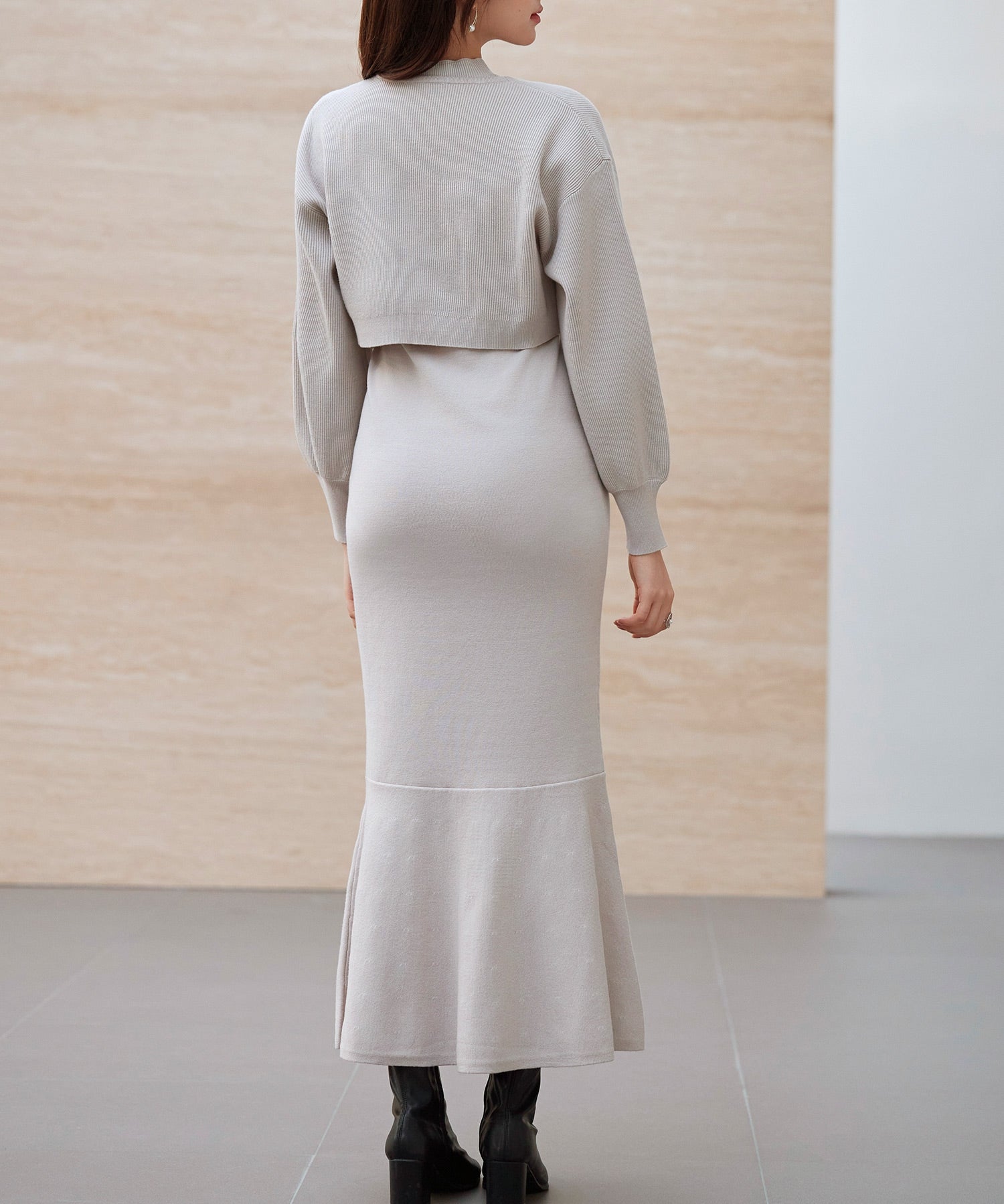 アンサンブル・マーメイドニットワンピースsdp8074 ベージュ