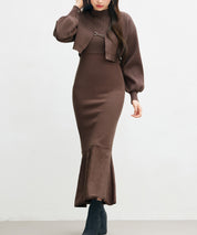 アンサンブル・マーメイドニットワンピースsdp8074 ブラウン