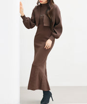 アンサンブル・マーメイドニットワンピースsdp8074 ブラウン