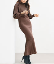 アンサンブル・マーメイドニットワンピースsdp8074 ブラウン