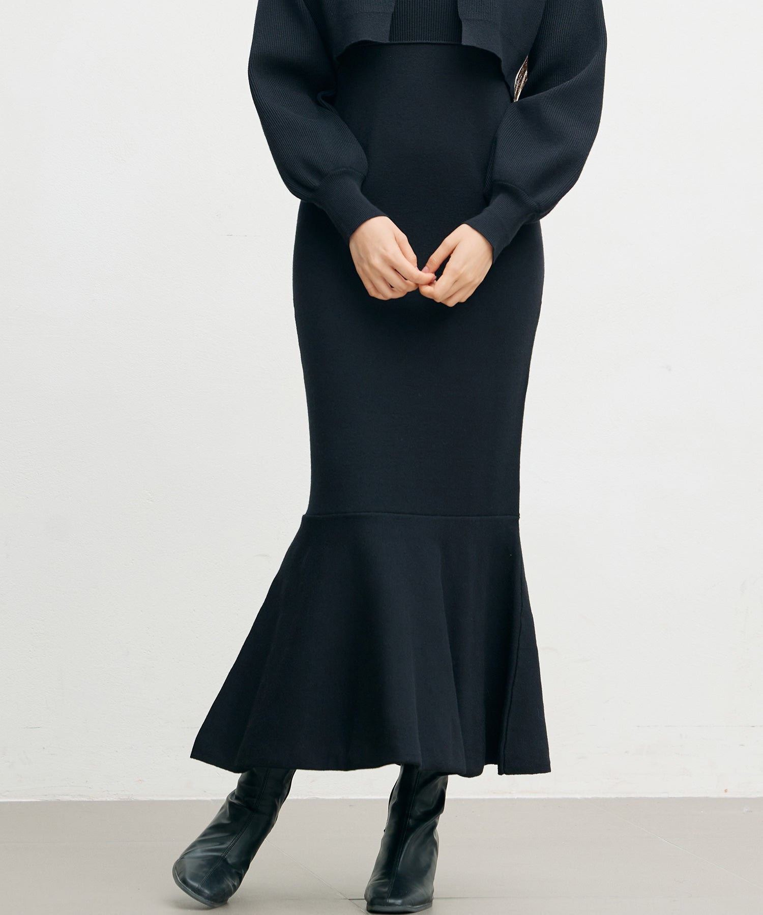 アンサンブル・マーメイドニットワンピースsdp8074 ブラック