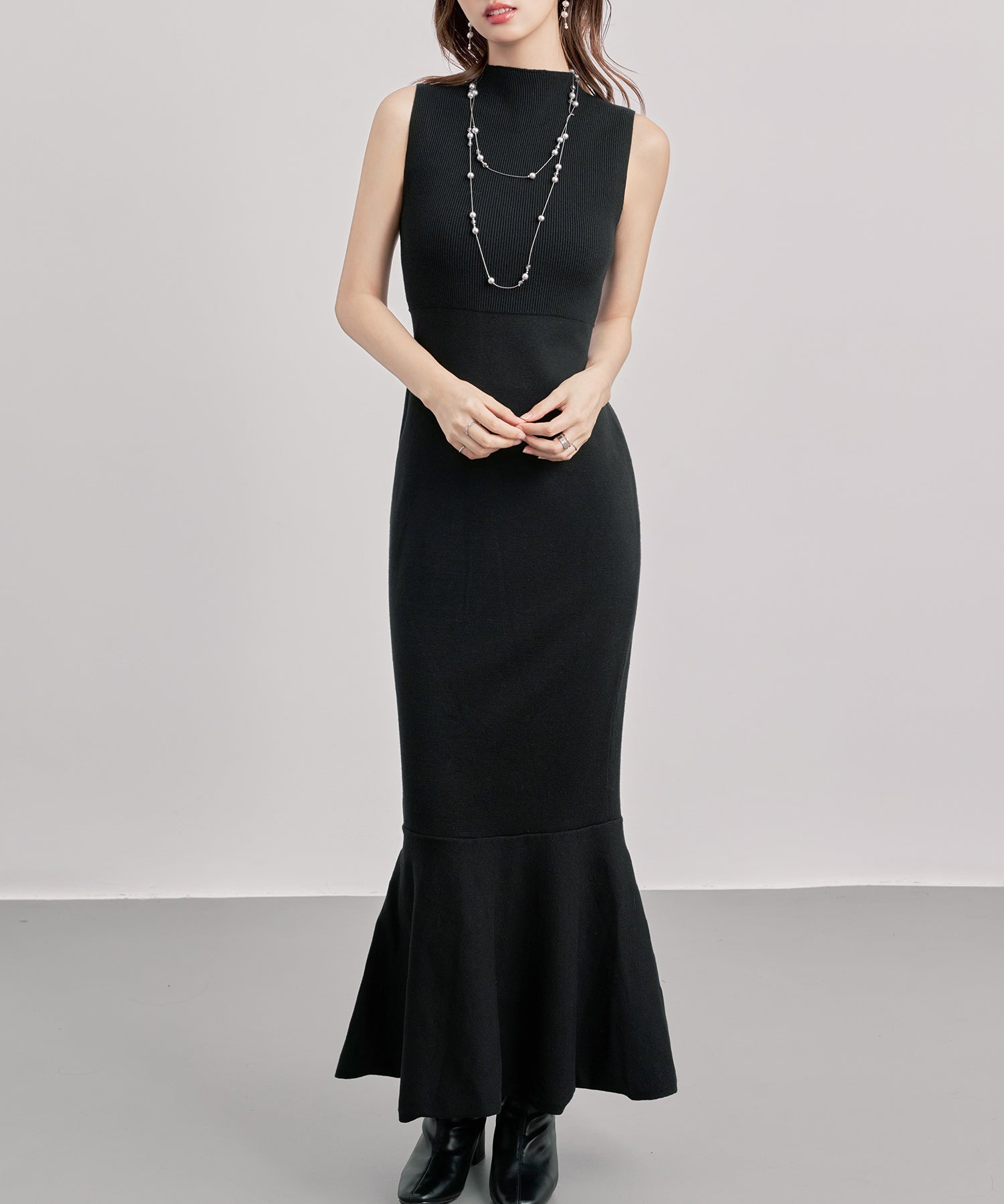 アンサンブル・マーメイドニットワンピースsdp8074 ブラック