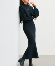 アンサンブル・マーメイドニットワンピースsdp8074 ブラック