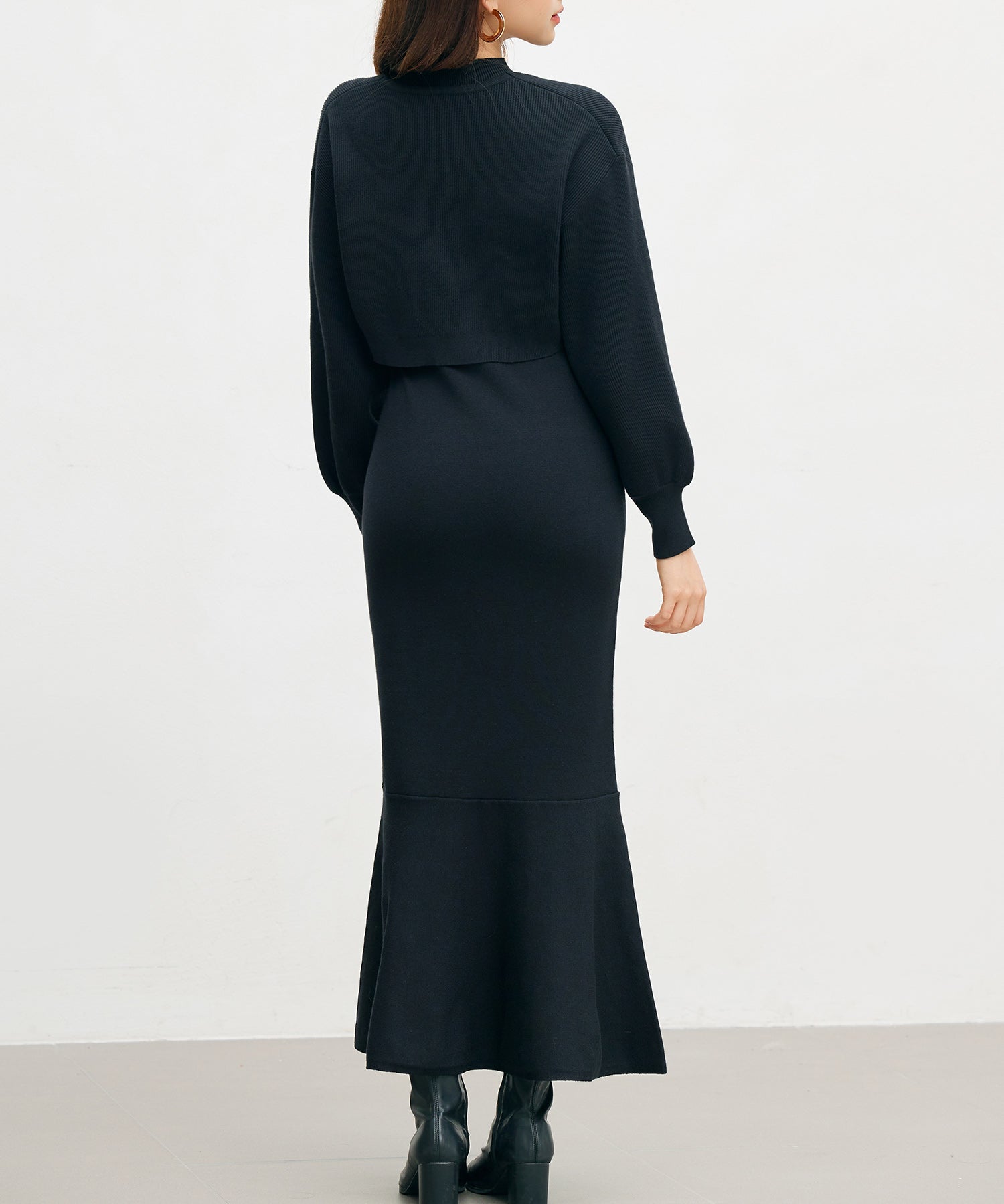 アンサンブル・マーメイドニットワンピースsdp8074 ブラック