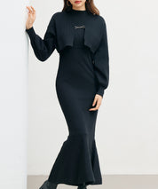 アンサンブル・マーメイドニットワンピースsdp8074 ブラック