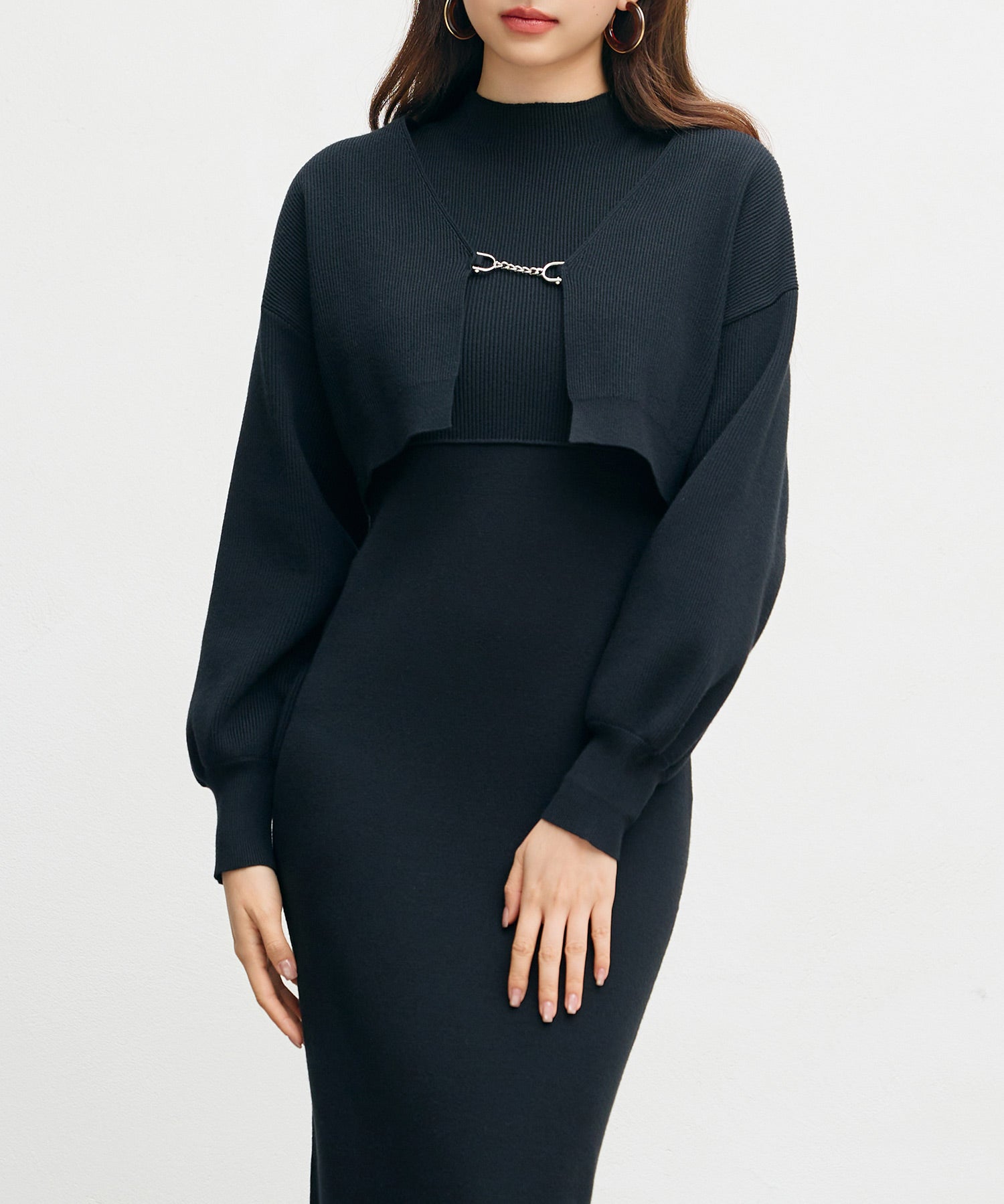 アンサンブル・マーメイドニットワンピースsdp8074 ブラック