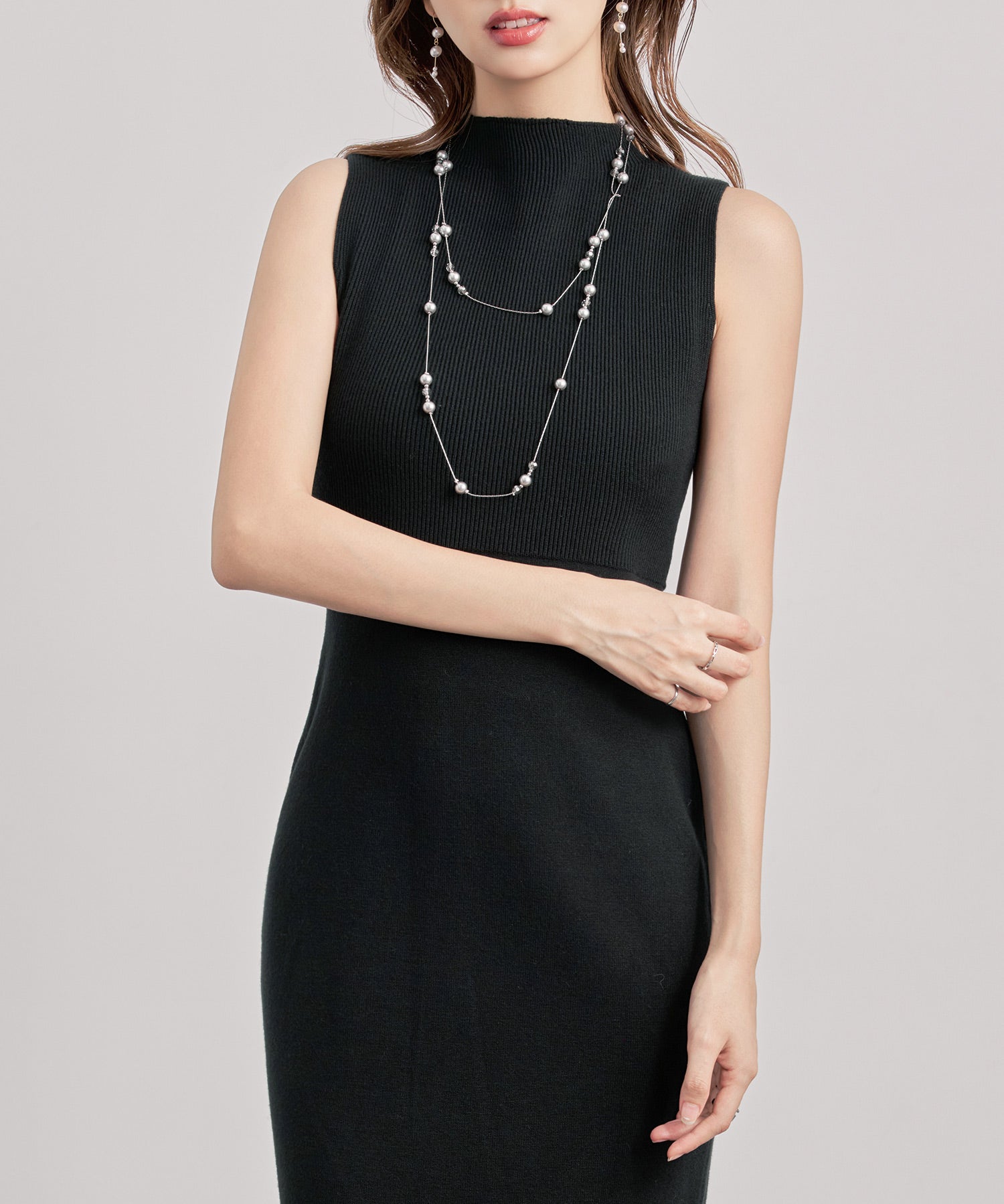 アンサンブル・マーメイドニットワンピースsdp8074 ブラック