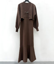 アンサンブル・マーメイドニットワンピースsdp8074 ブラウン